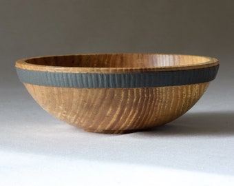 Small Olive Ash Bowl with Textured Colored Band