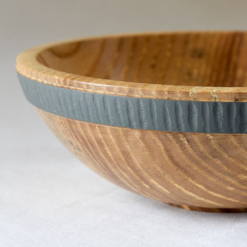 Small Olive Ash Bowl with Textured Colored Band image 9