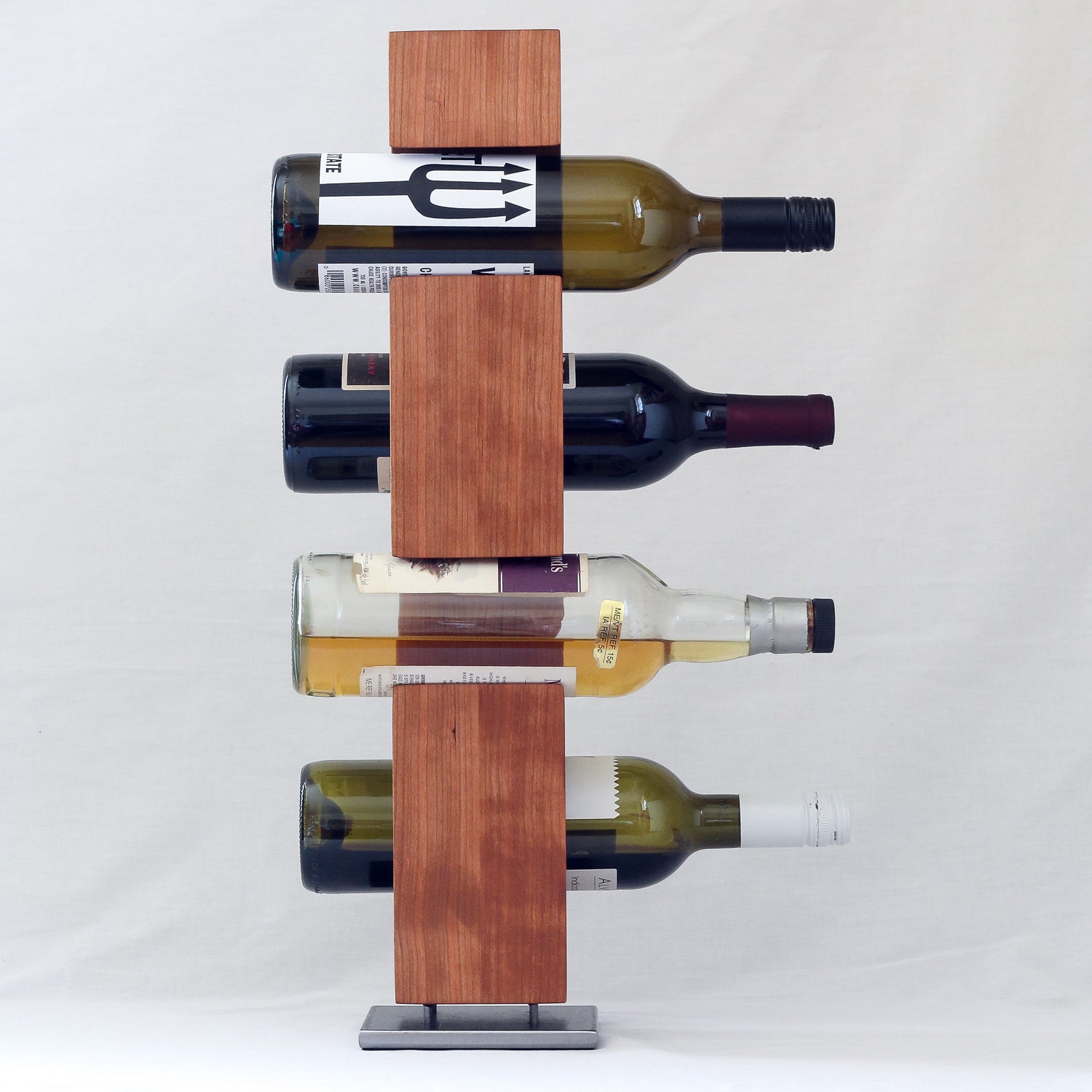 Custom Tabletop Wine Rack From Solid Cherry Wood, Hard Wood With Welded Steel Base Etsy Canada
