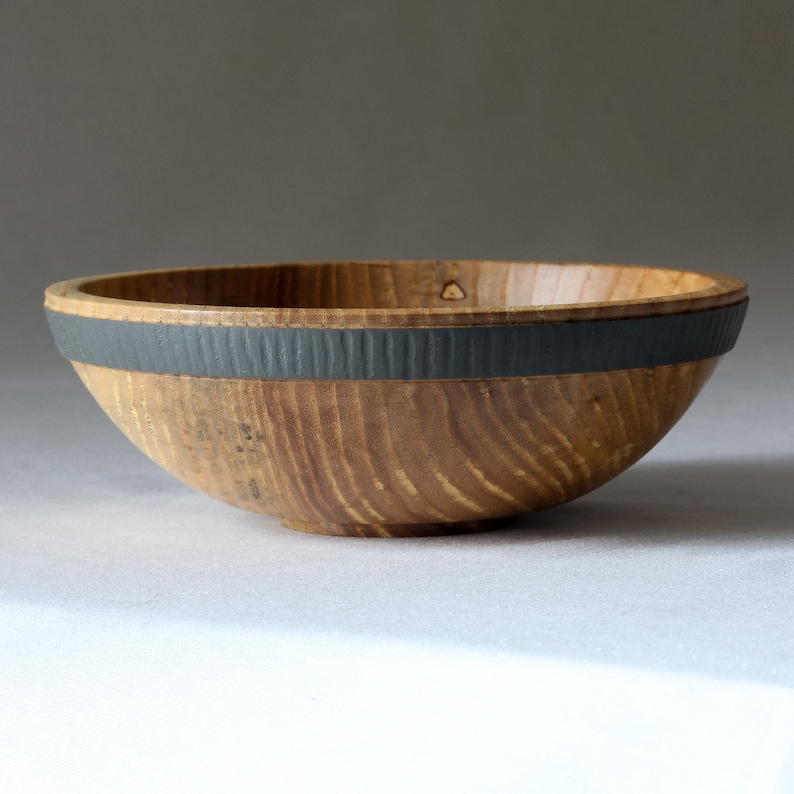 Small Olive Ash Bowl with Textured Colored Band image 2