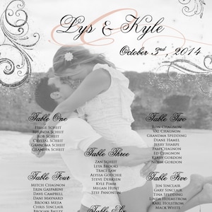 Black and White Photo Wedding Seating Chart,Printed Wedding Seating Chart Board, Magical Wedding Seating Chart Poster, Printed