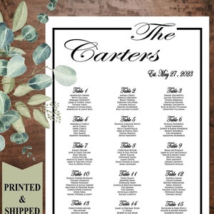 Established Wedding Seating Chart Sign, Black & White Wedding seating , Seating Chart Poster, Personalized sign, Printed Wedding Poster