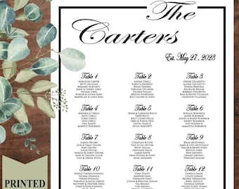 Established Wedding Seating Chart Sign, Black & White Wedding seating , Seating Chart Poster, Personalized sign, Printed Wedding Poster