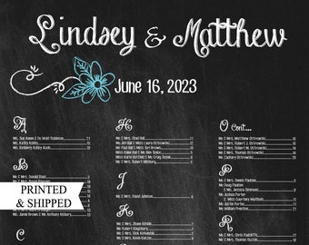 Chalkboard Wedding Seating Chart, Seating Chart Board, Wedding Seating Chart Poster, Printed, Chalkboard Decorations,Rustic Table Assignment