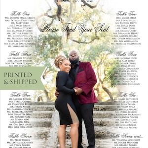 Photo Wedding Seating Chart ,Printed Photo table seating chart,Printed Seating Chart poster board,Black and white photo,Color Photo, Printed