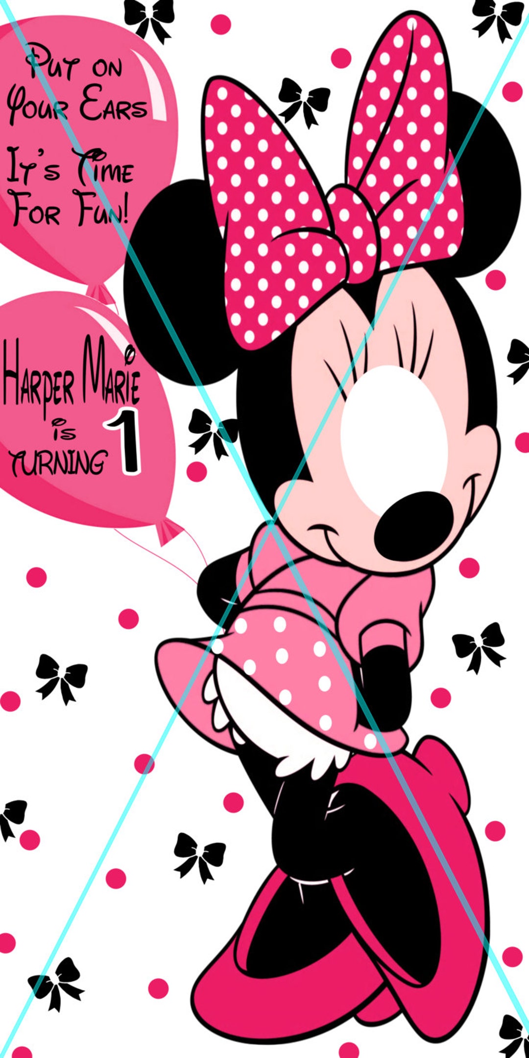 Minnie Rella Pink Ribbon Minnie Mouse Birthday Photo Prop Print, Minnie-rella, Party Cutout ...