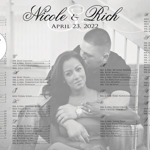 Photo Wedding Seating Chart print,Photo table seating chart,Printed Seating Chart ,Black and White Photo or Color Photo, Printed & Shipped