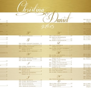 Wedding Seating Chart//Gradient Gold & White Stripe Seating Chart//Digital// PDF//PRINTED AVAILABLE