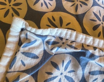 pillow shams. blue and white sand dollar design