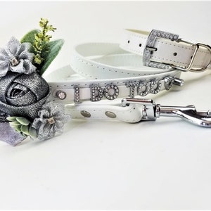 Wedding Dog collar I DO TOO collar and leash 18 Color Options Dog Wedding Flower Dog Collar Dog wedding attire image 2