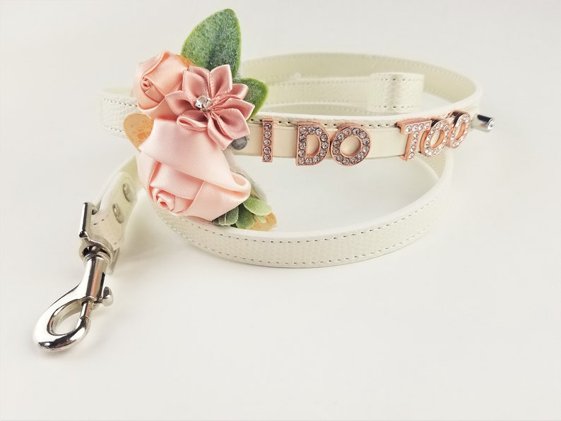 Wedding Dog collar I DO TOO collar and leash 18 Color Etsy