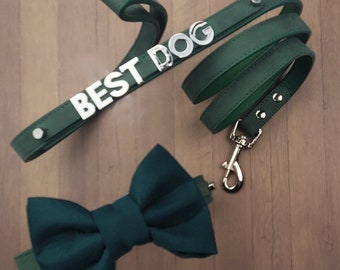 Forest Green dog bow tie collar | ring clip | Dog Bow tie | Dog wedding bow tie | Dog Ring bearer | bowtie | 10 Color options | XXS- XXL