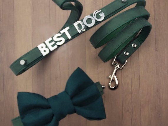 Forest Green dog bow tie collar | ring clip | Dog Bow tie | Dog wedding bow tie | Dog Ring bearer | bowtie | 10 Color options | XXS- XXL