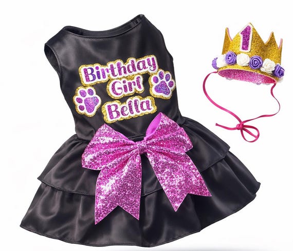 Pesonalized Dog Birthday dress | Birthday Girl Dog package | The Dark Diva  | Girl Dog Birthday | First Birthday
