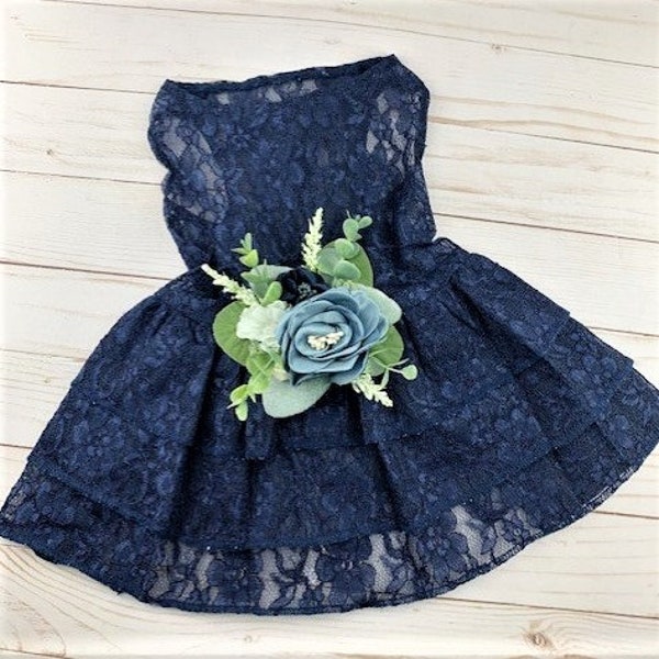 Dog wedding dress | Flower Dog Dress | Periwinkle Blue and navy wedding | XS-5XL  dog dress | dog wedding attire | The Aquanetta