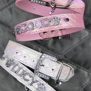 Quilted Shimmer Pink Dog Collar | Gifts for pets | XXS XS S M L  XL | Personalized Dog Collar | Name Dog Collar | Pink Puppy Collar