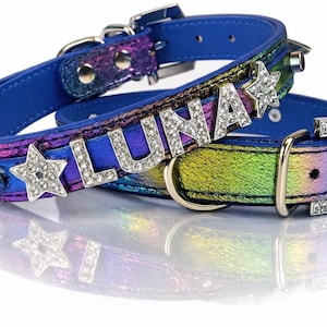 Celestial Dog Collar | Personalized Dog Collar | Dog name collar | Celestial cat collar | Cosmic Dog Collar | Star Galaxy Dog Tag image 1