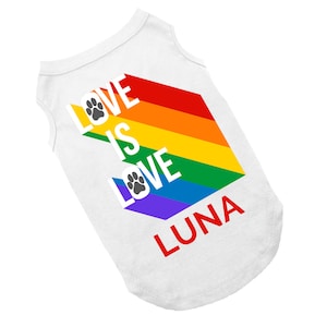 Miłość to miłość | Koszulka dla psa Love is Love | XXS-5XL | Spersonalizowany prezent