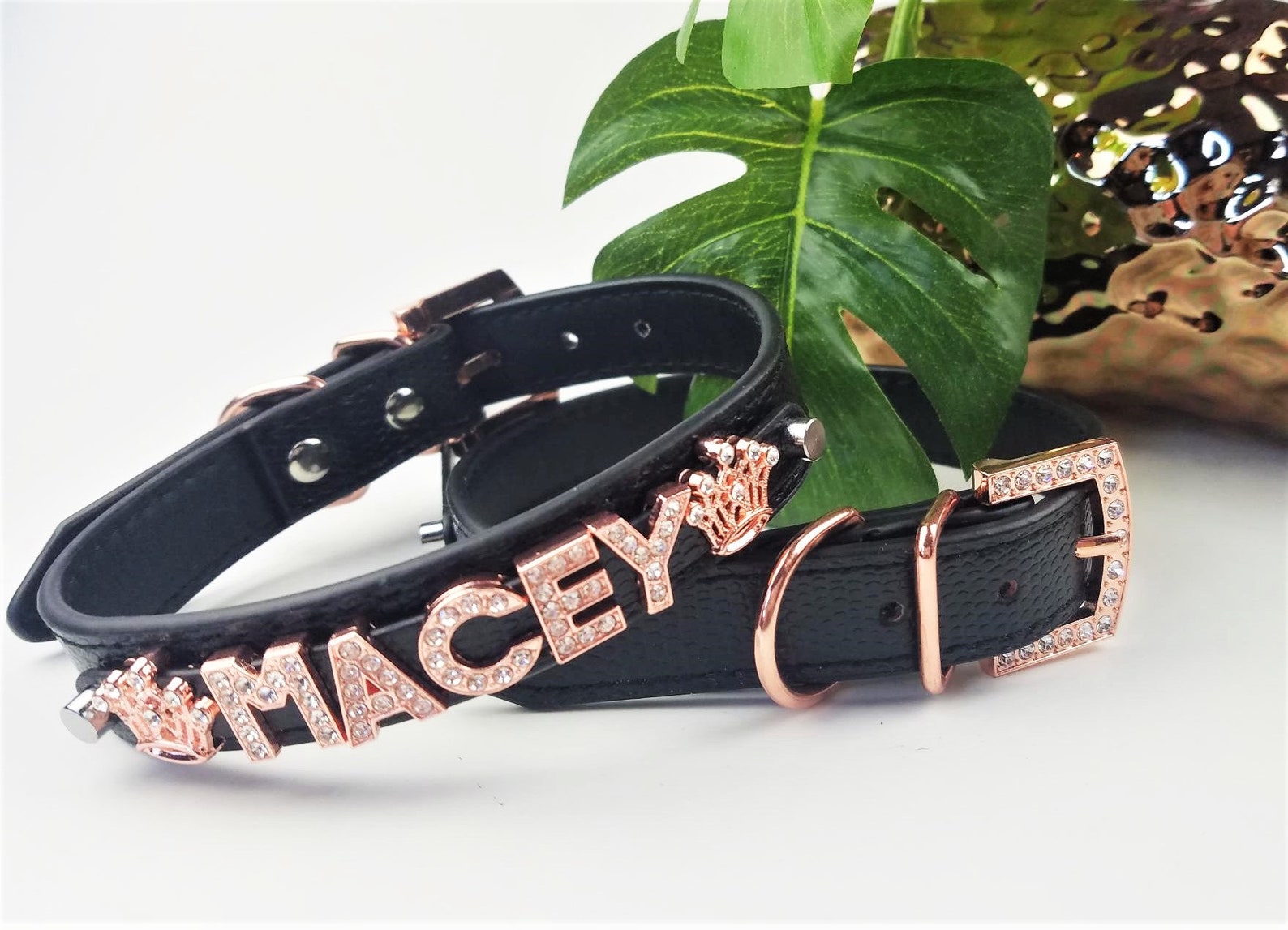 Personalized Dog Collar Dog Name Collar Rose Gold and Etsy