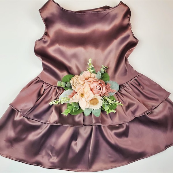 Succulent Wedding Dog Dress | Mushroom mauve | XXS-5XL | Flower Dog collar | Wedding Dog Collar | Blush Wedding | The Geraldine