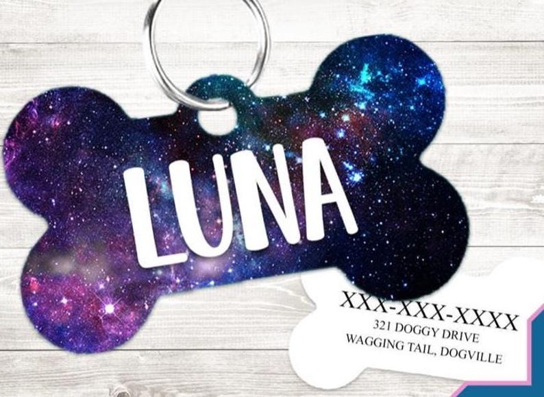 Celestial Dog Collar | Personalized Dog Collar | Dog name collar | Celestial cat collar | Cosmic Dog Collar | Star Galaxy Dog Tag image 7