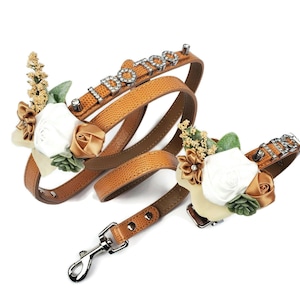 Hochzeit Hundehalsband | I DO AUCH Halsband und Leine | 25 Farboptionen | Hundehochzeit | Blumen Hundehalsband | Hochzeitskleidung für Hunde