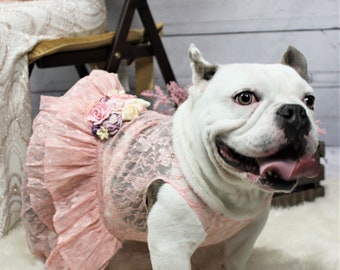 Wedding dog attire | Dog Flower girl Dress | Blush wedding | Mauve, Blush, and ivory wedding dog dress | dog clothes XS-5XL | pink dog dress