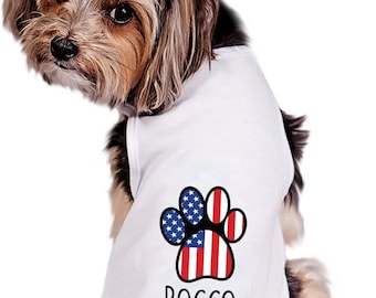 4. Juli Personalisiertes Hunde- oder Katzenshirt | Niedliches Haustier-Flaggen-Shirt | Hundebekleidung | XXS-5XL | Hundehalstuch | Vintage Shirt für Hunde