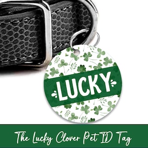 Dog ID Tag | The Lucky Clover |  Cat ID Tag | 4 Tag Shapes | Personalized Dog Tag | Dog Tag | Pet ID Tag | Custom Pet Collar