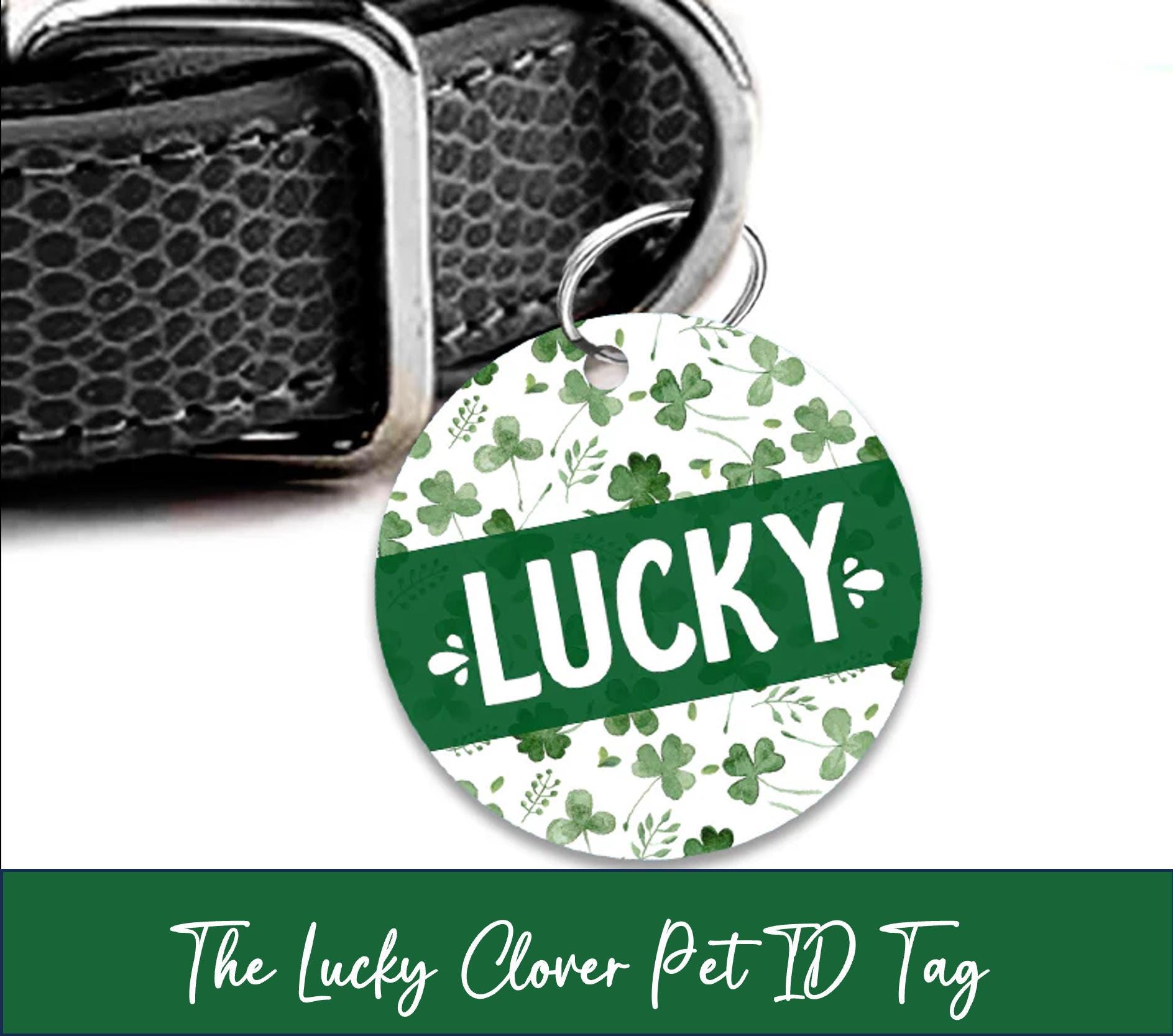 Hundemarke | Das Glücksklee |  Katzenmarke | 4 Anhänger Formen | Personalisierte Hundemarke | Hundemarke | Tiermarke | Benutzerdefinierte Haustier-Halsband