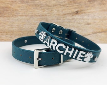 Blue Dog Collar | The Tidewater Blue | Personalized Dog Collar | Dog name collar | Blue cat collar | Personalized cat collar