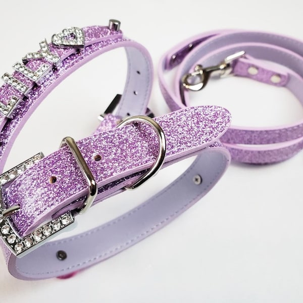 Lavender sparkle Dog and Cat Collar | Personalized Dog Collar | Dog name collar | Name dog collar | XXS-XXL