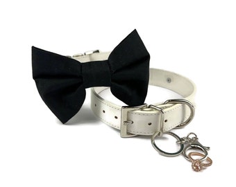 Black dog bow tie collar with optional ring clip | XXS - XXL | Dog Bow tie | Dog wedding bow tie | Black dog bowtie | Dog Tuxedo collar