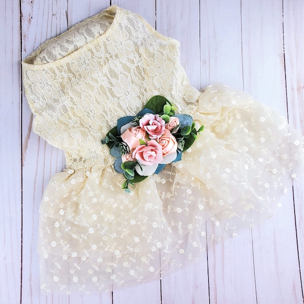 Wedding dog dress | Dog Flower girl Dress | Blush wedding | Succulent wedding dog dress | dog clothes XS-XXXL | The Eldora