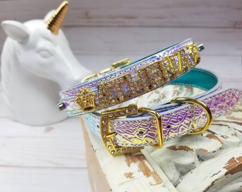 Unicorn Collar | Personalized Dog Collar | Dog name collar | Bling Dog Collar | Name dog collar | XXS-XXL Personalized Gift