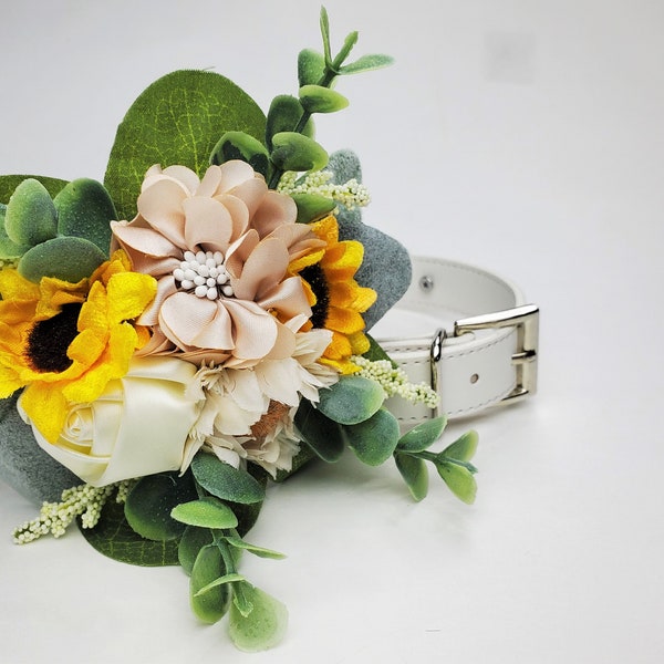 Sunflower Wedding Collar | Optional matching leash | Sunflower bridesmaid | Sunflower dog collar | XXS-XXL | 11 color options