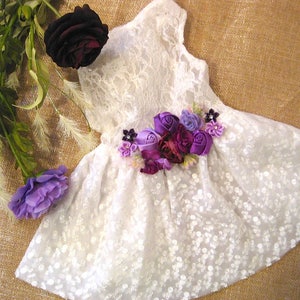 Wedding dog dress | Dog flower girl | Purple wedding | purple flowers | Purple flower girl dog dress | The Verbena