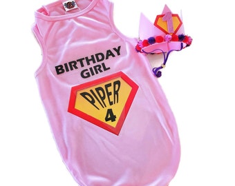 Dog Birthday | Personalized Superhero girl Dog package | Dog birthday | Girl Dog Birthday |  Puppy Birthday outfit