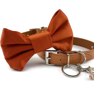 Terracotta dog bowtie with ring clip option | Dog wedding bow tie | Dog Ring bearer | Rust dog bowtie | terracotta wedding | XXS- XXL