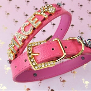 Bling Dog Collar | Pink Flamingo Collar | Pink dog collar | Personalized Gift | Puppy Collar | Personalized Dog Collar | Size XXS- XXL