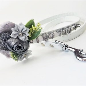 Wedding Dog collar | I DO TOO collar and leash | 18 Color Options | Dog Wedding | Flower Dog Collar | Dog wedding attire