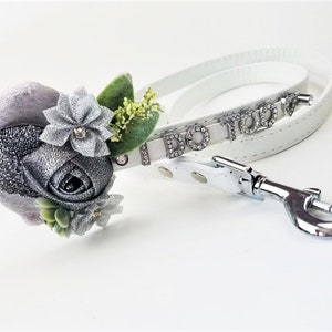 Wedding Dog collar I DO TOO collar and leash 18 Color Options Dog Wedding Flower Dog Collar Dog wedding attire image 1