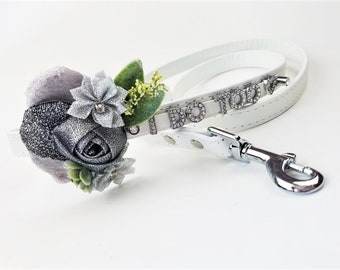 Wedding Dog collar | I DO TOO collar and leash | 18 Color Options | Dog Wedding | Flower Dog Collar | Dog wedding attire