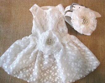 Wedding Dog Dress | Modern Wedding decor | Flower Girl Dog Dress | optional matching collar & leash | XXS-5XL | The Bianca