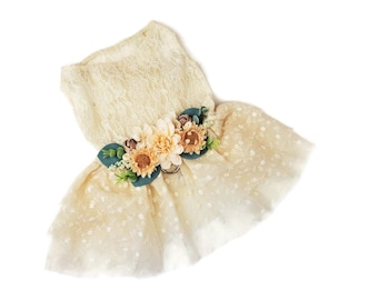 Soft Succulent Dog Dress | Succulent Flowers  | S M L XL XXL | Flower Dog collar | Wedding Dog Collar | Succulent Wedding