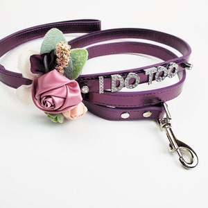 Wedding Dog collar | I DO TOO collar and leash | 26 Color Options | Dog Wedding | Flower Dog Collar | Dog wedding attire