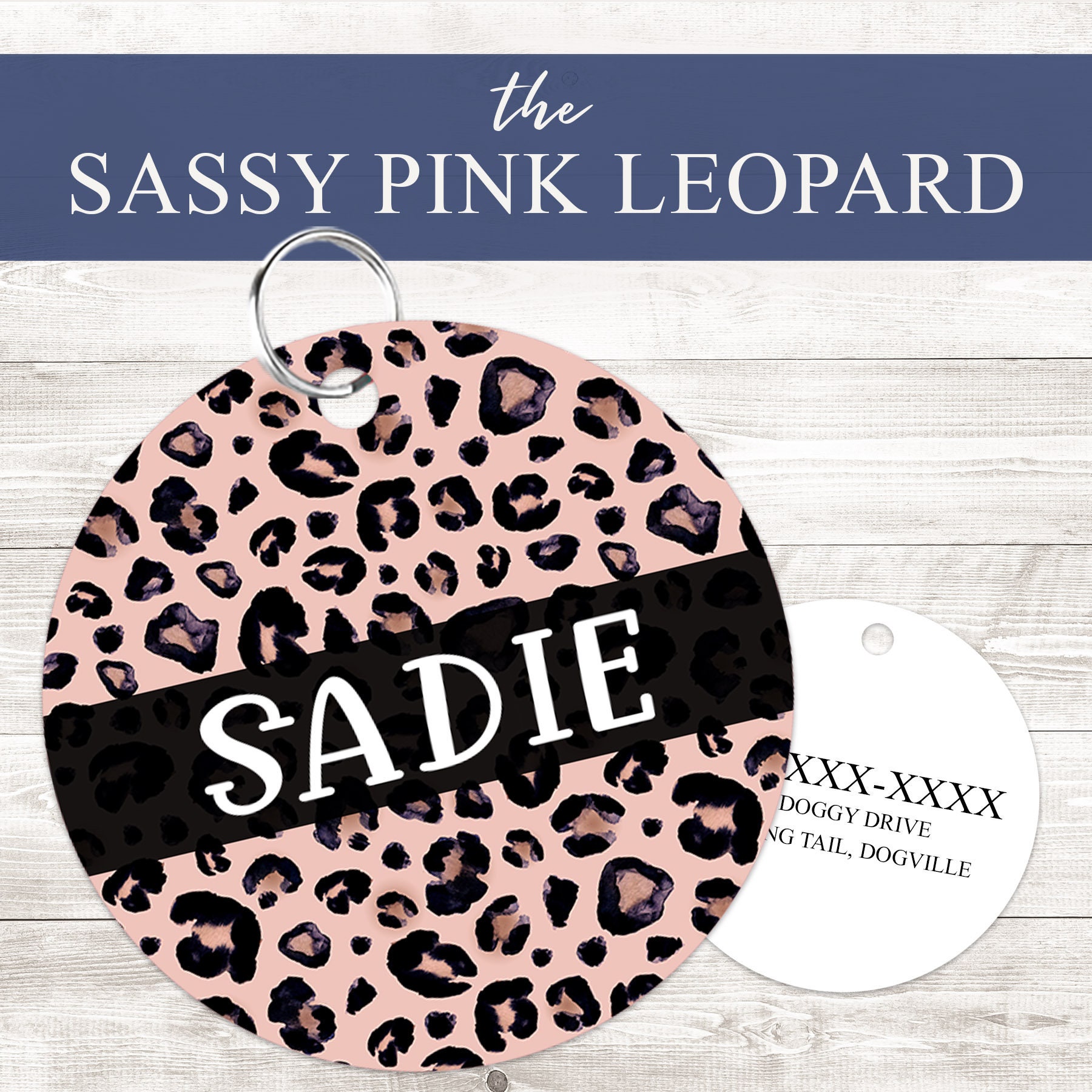 Cheetah ID Tag The Sassy Pink Leopard Leopard Cat ID Tag | Etsy