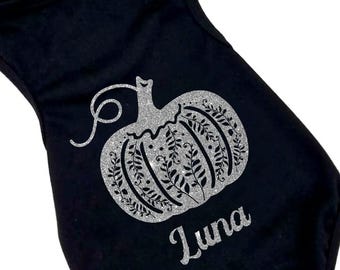 Fall Pumpkin Dog shirt | Personalized Pumpkin Pet Tee  | XS-5XL |  Halloween dog costume | 3 Color Options