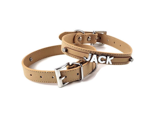 Light Beige Personalized Dog Collar 