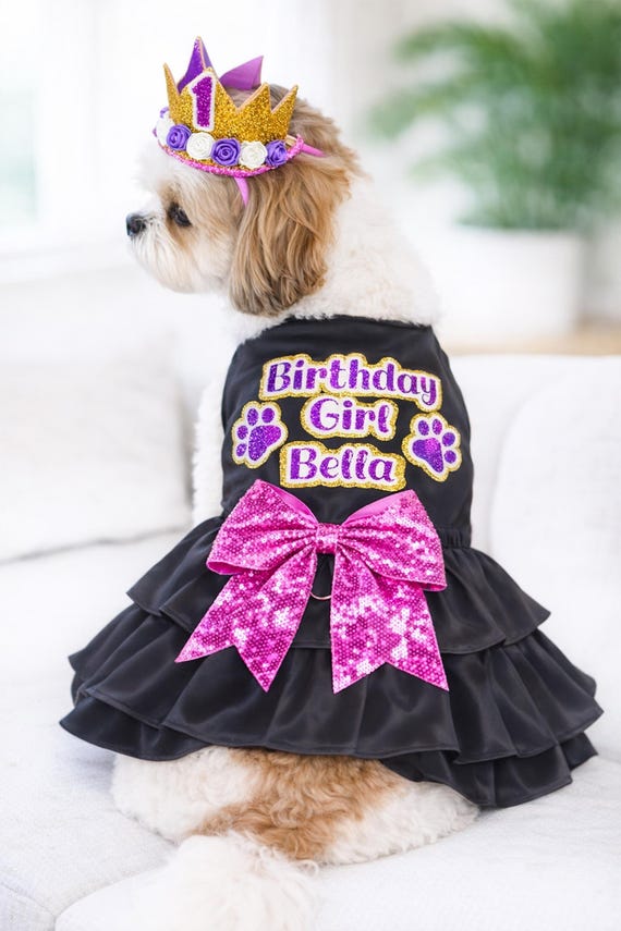 blue dress for baby girl Dog Dress, Female dog dress, shihtzu birthday dress, dog birthday dress main image 1